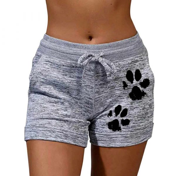 Summer Fast Drying Drawstring Cat Paw Print Shorts