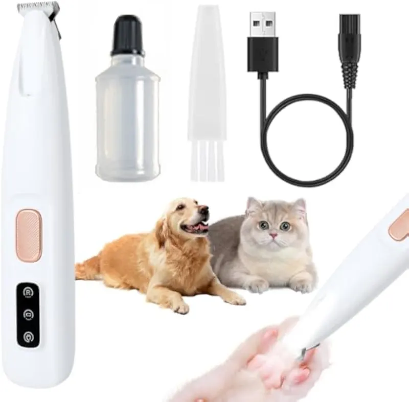 LED Pet Paw Trimmer – Rechargeable Low Noise Dog & Cat Grooming Clipper (Waterproof & Precision Blade)
