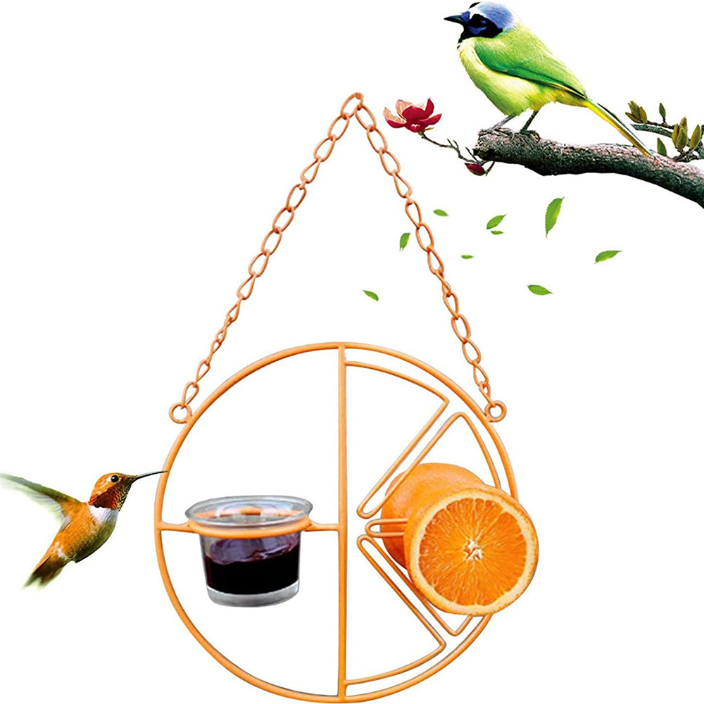 Circular Outdoor Hummingbird Feeder – Orange Nectar & Water Feeding Station