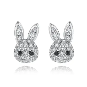 Cute Rabbit Earrings – Korean Style Bunny Studs with Zircon (Elegant Women’s Jewelry)