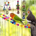 10-Pack Colorful Bird Cage Toys – Chewable Swing, Bell, and Wooden Bead Toys for Parrots, Budgies & Cockatiels