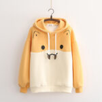 Cute Hamster Cartoon Fleece Hoodie – Loose College Style Sweatshirt for Casual Wear