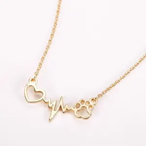 PawPrint Love Heart Pendant Necklace