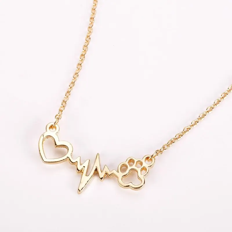 PawPrint Love Heart Pendant Necklace