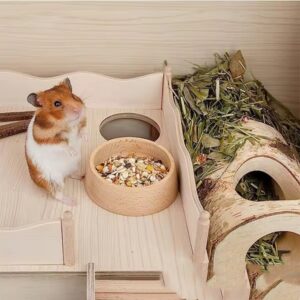 Natural Beech Wood Hamster Feeding Bowl – Cute Eco-Friendly Small Pet Food Dish