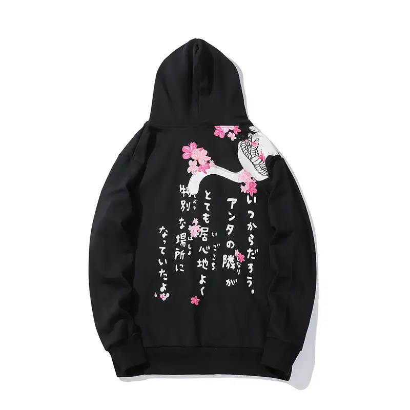Cat Print Oversized Hoodie – Cozy Cotton Hip Hop Pullover for Cat Lovers- black back