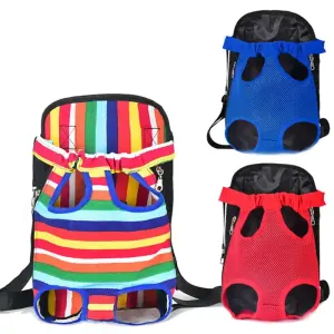 Backpack – Comfortable Dog and Cat Front Chest Travel Bag - Colorful Red Blue