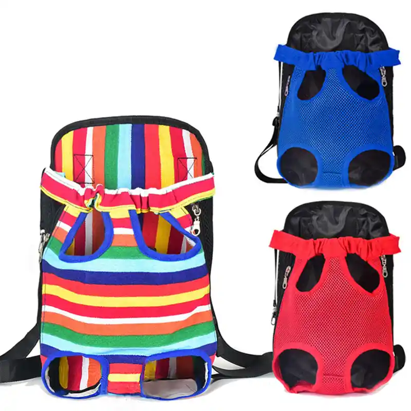 Backpack – Comfortable Dog and Cat Front Chest Travel Bag - Colorful Red Blue