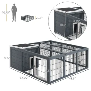 Outdoor Wooden Rabbit Hutch with Run – Waterproof Bunny House with Asphalt Roof & Openable Top