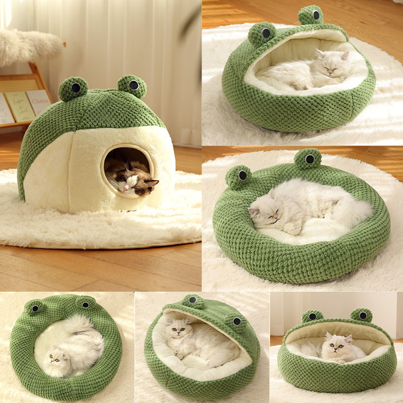 Frog Series Pet Nest – Cozy Cat & Dog Bed for Autumn & Winter