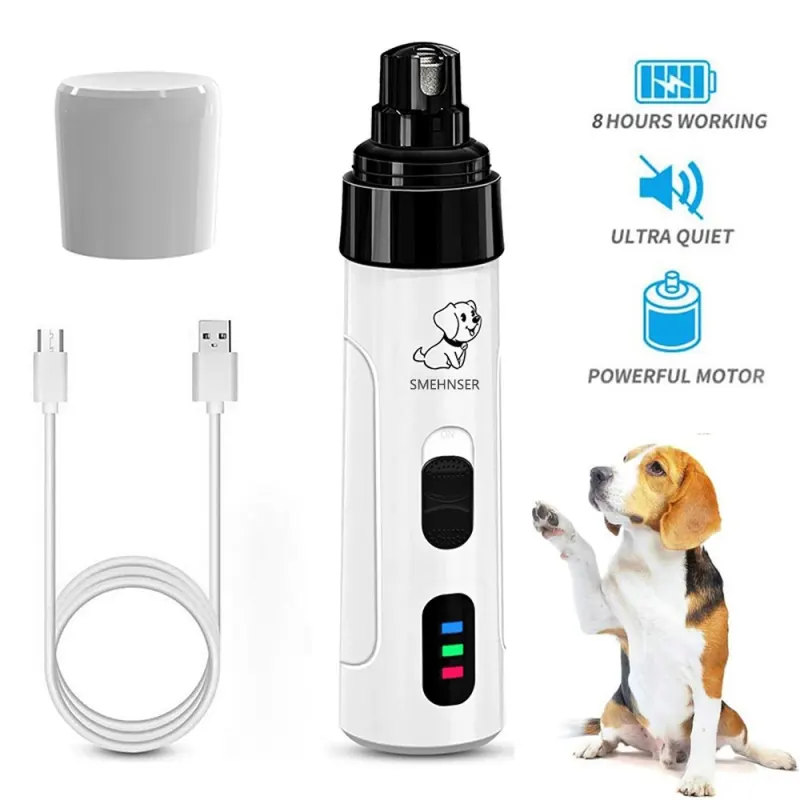 Electric Pet Nail Grinder – 2/3-Speed LED Dog Nail Trimmer with Quiet Motor & Safety Guard