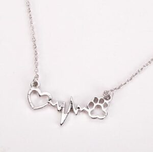 PawPrint Love Heart Pendant Necklace