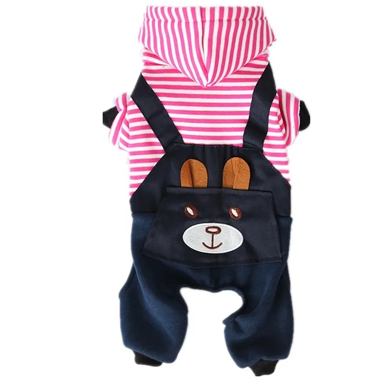 Striped Dog Hoodie Sweatshirt – Warm Winter Pet Coat for Small Dogs
