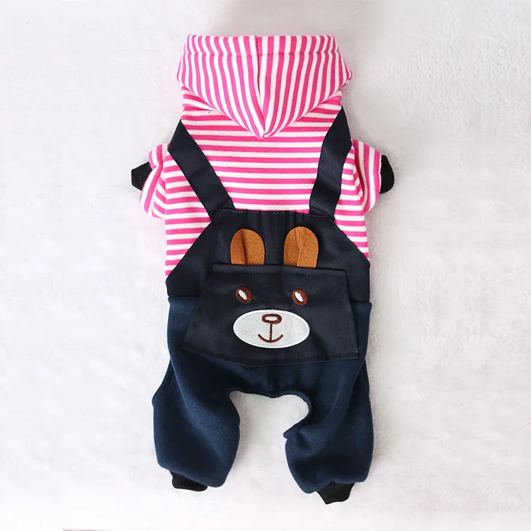 Striped Dog Hoodie Sweatshirt – Warm Winter Pet Coat for Small Dogs