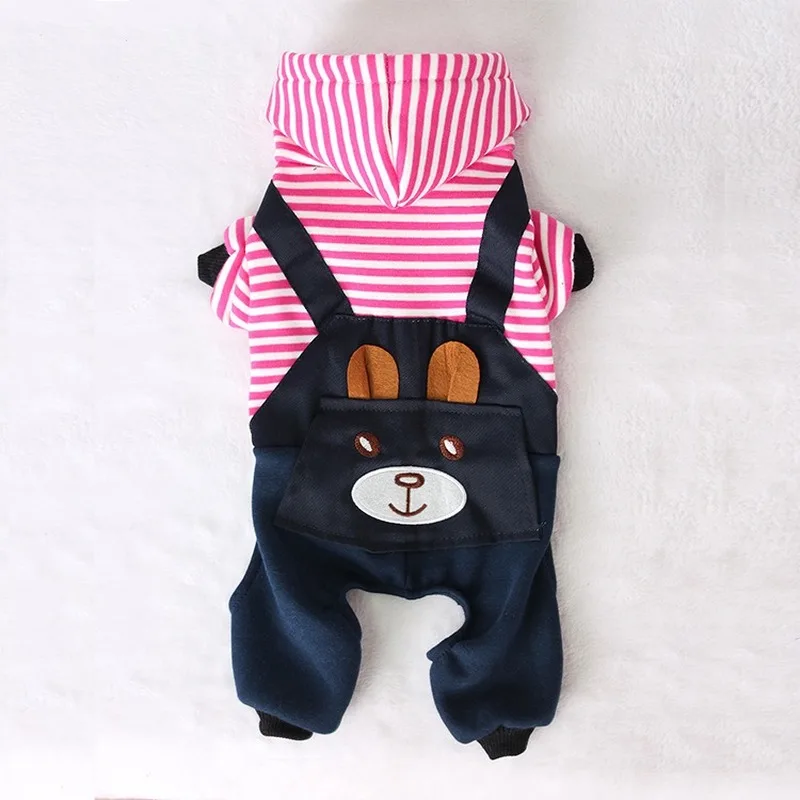 Striped Dog Hoodie Sweatshirt – Warm Winter Pet Coat for Small Dogs