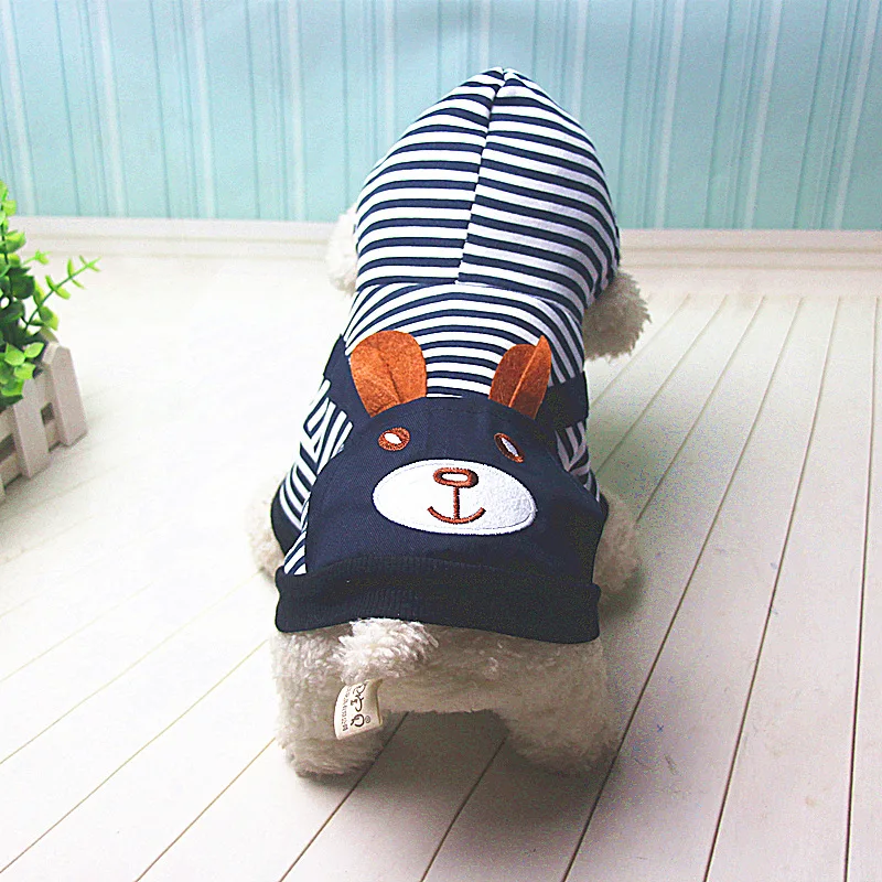 Striped Dog Hoodie Sweatshirt – Warm Winter Pet Coat for Small Dogs