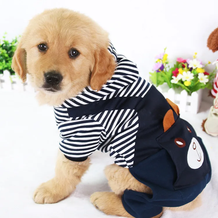 Striped Dog Hoodie Sweatshirt – Warm Winter Pet Coat for Small Dogs