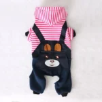 Striped Dog Hoodie Sweatshirt – Warm Winter Pet Coat for Small Dogs