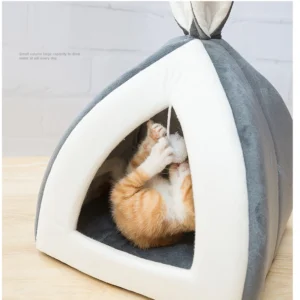 collapsible-plush-cat-house-bed-warm-arctic-velvet-pet-cave-for-cats-small-dogs