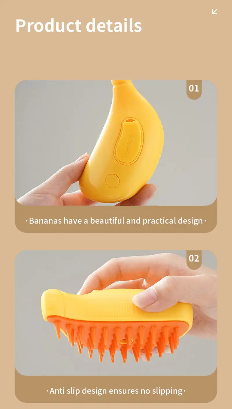 Steam Pet Grooming Brush – 3-in-1 Hair Remover, Massage & Cleaning Comb