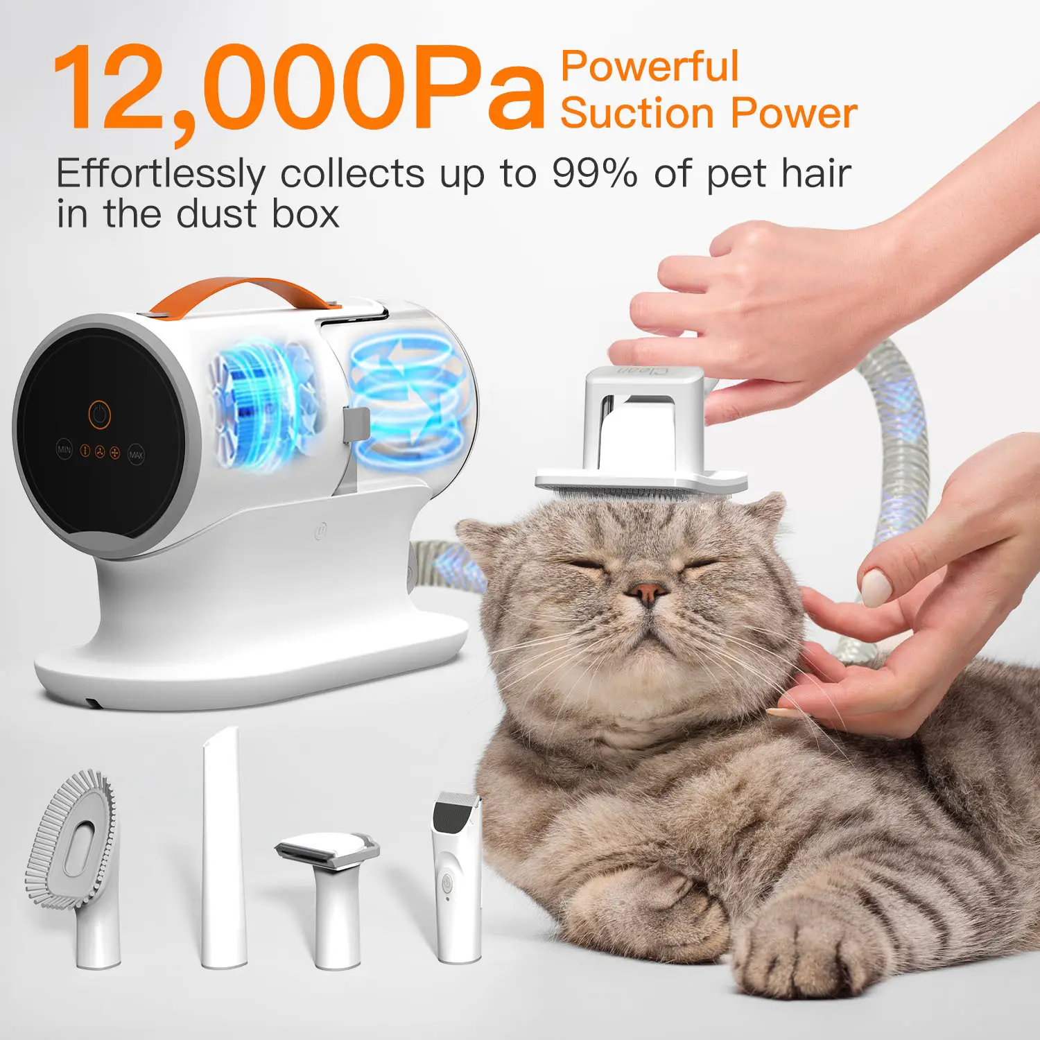 Pet Grooming Vacuum Kit – Low-Noise Hair Clipper & Shedding Remover