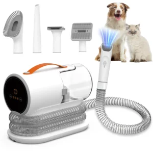 Pet Grooming Vacuum Kit – Low-Noise Hair Clipper & Shedding Remover
