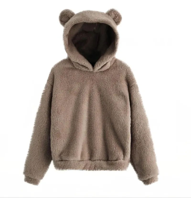 Rabbit Ear Hoodie – Cute Bunny Hoodie for Women (Cozy Casual Pullover) - brown