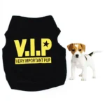 VIP Dog T-Shirt – Stylish Cotton Summer Pet Shirt (Black & Yellow Pattern)