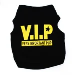 VIP Dog T-Shirt – Stylish Cotton Summer Pet Shirt (Black & Yellow Pattern)