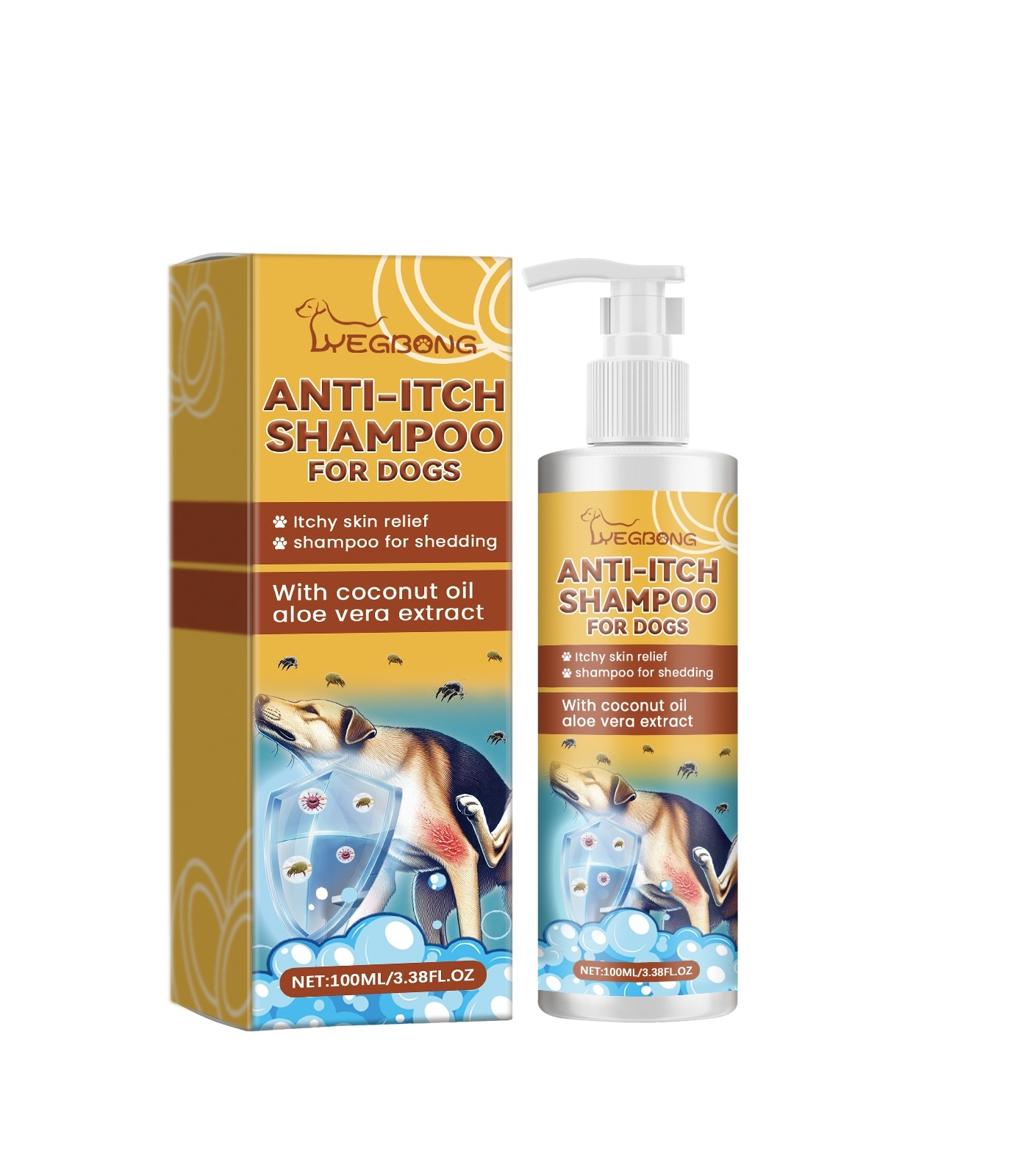 Yegbong Hypoallergenic Dog Shampoo – Anti-Itch, Odor Control & Shed Care Formula