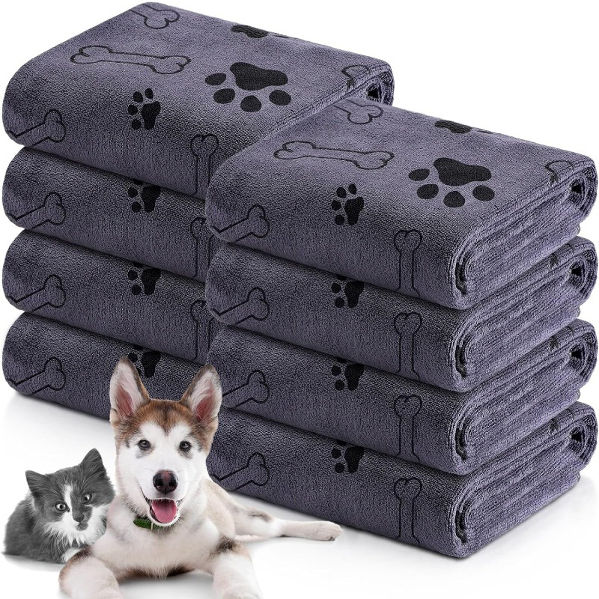 Ultra-Absorbent Microfiber Pet Bath Towel – Quick-Dry Soft Dog & Cat Drying Blanket