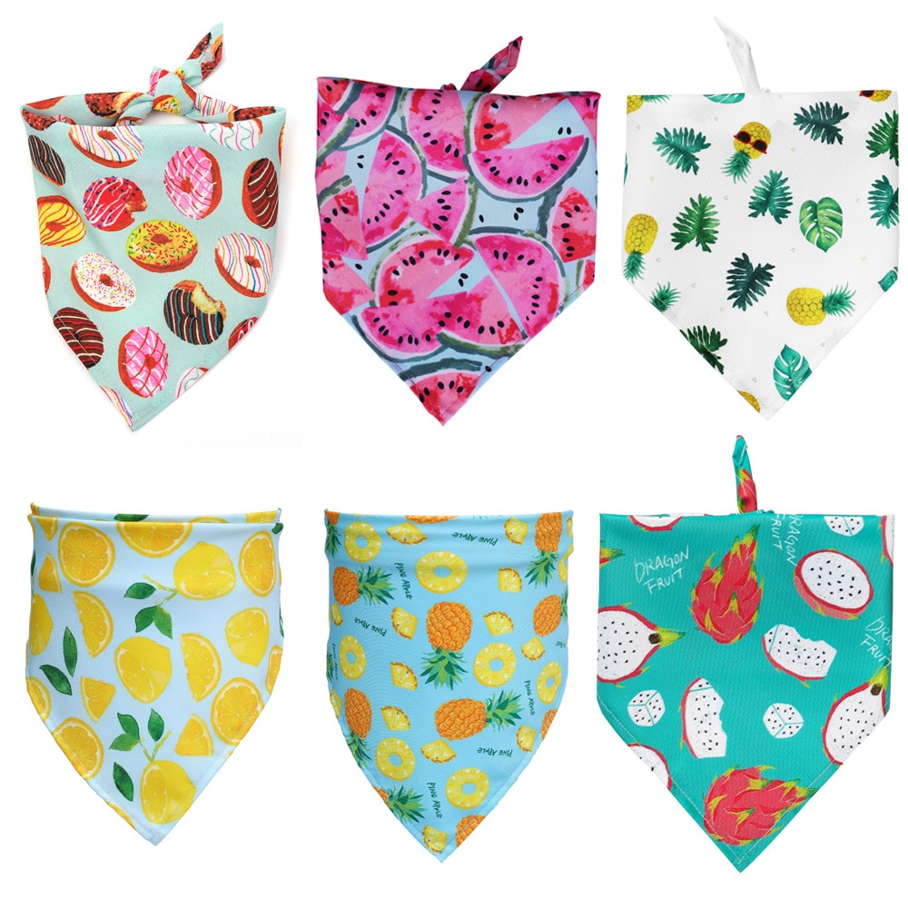 Fruit Print Pet Bandana – Adjustable Cotton Dog & Cat Summer Scarf