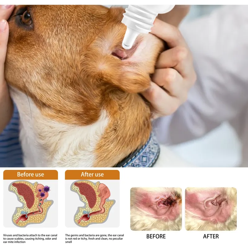 Yegbong Pet Ear Mite Treatment Oil – Soothing Ear Cleaner for Dogs & Cats (Odor Control & Anti-Itch Relief)