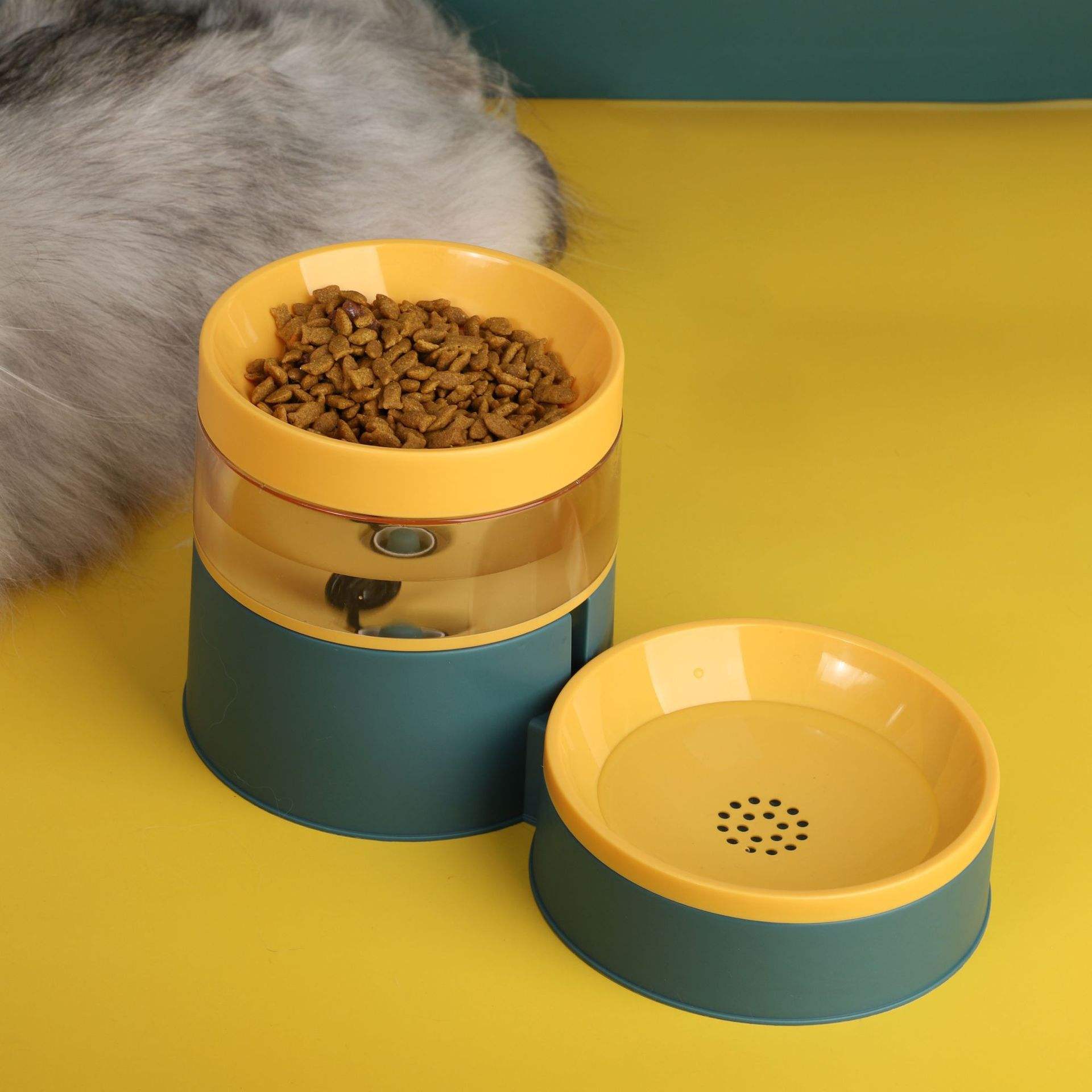 Elevated Automatic Pet Feeder & Water Dispenser Dual Bowl (Neck Protection Design)