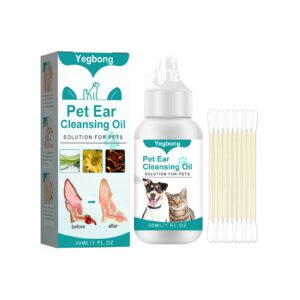 Yegbong Pet Ear Mite Treatment Oil – Soothing Ear Cleaner for Dogs & Cats (Odor Control & Anti-Itch Relief)