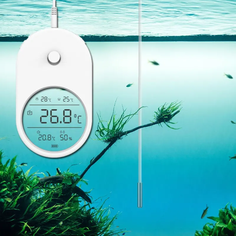 3-in-1 Aquarium Thermometer Hygrometer with Probe & Alarm LCD Display