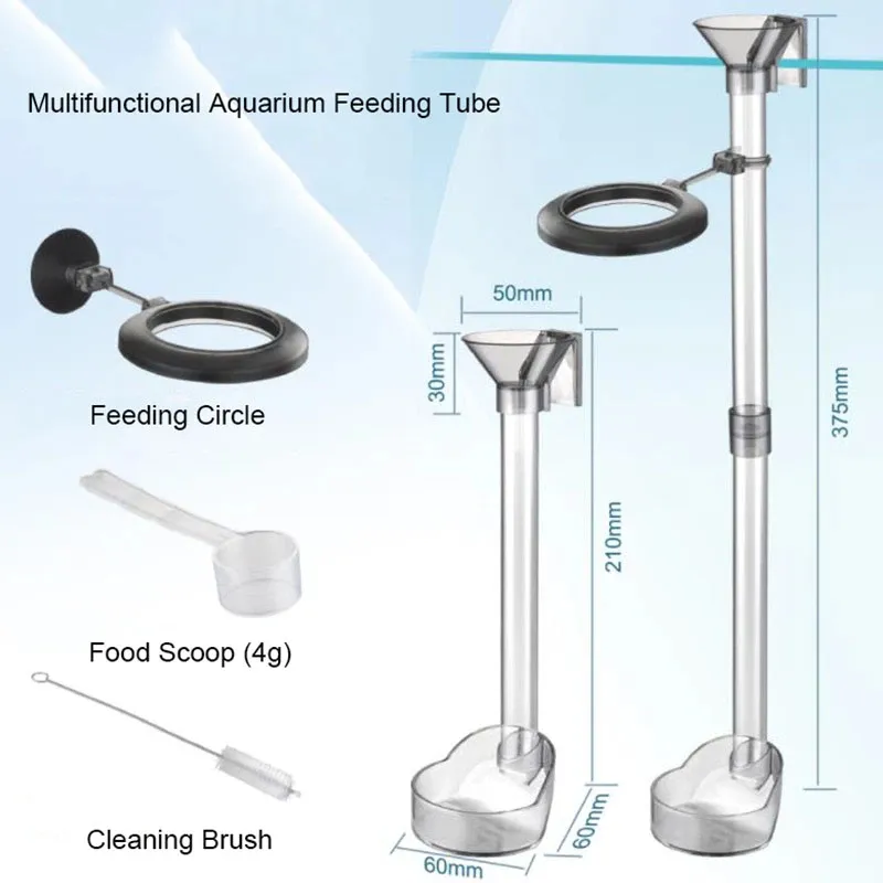 Acrylic Aquarium Feeder Tube Set – Floating Feeding Station for Fish, Shrimp & Snails