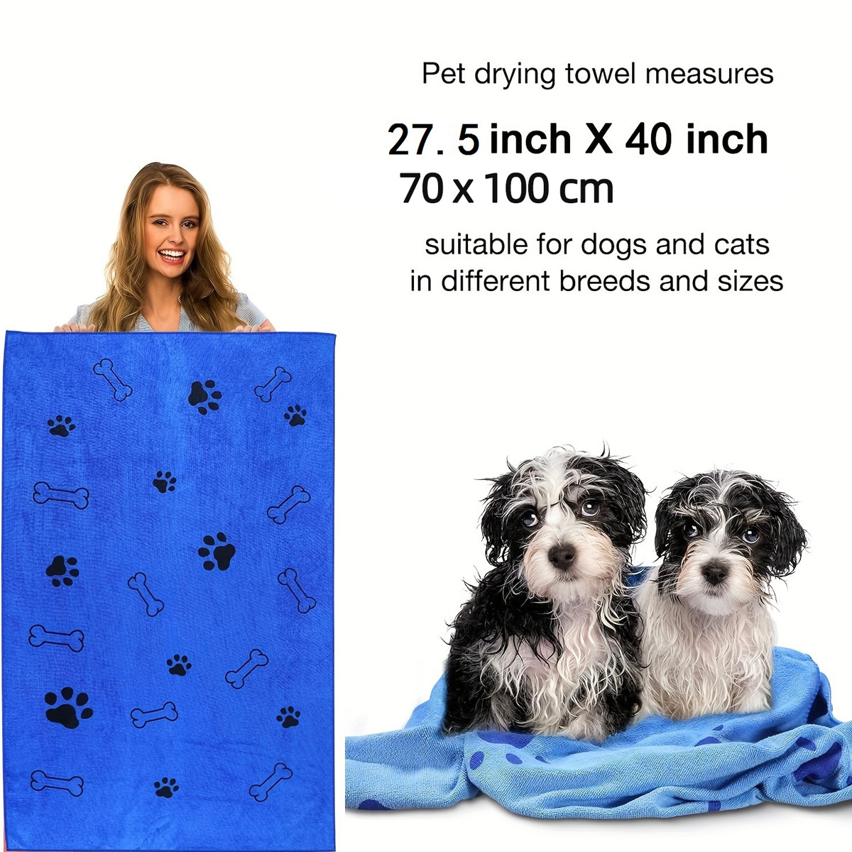 Ultra-Absorbent Microfiber Pet Bath Towel – Quick-Dry Soft Dog & Cat Drying Blanket