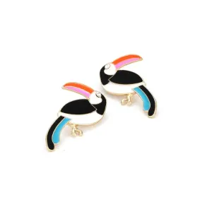 Tropical Toucan Bird Earrings – Retro Colorful Animal Studs for Women Statement Jewelry