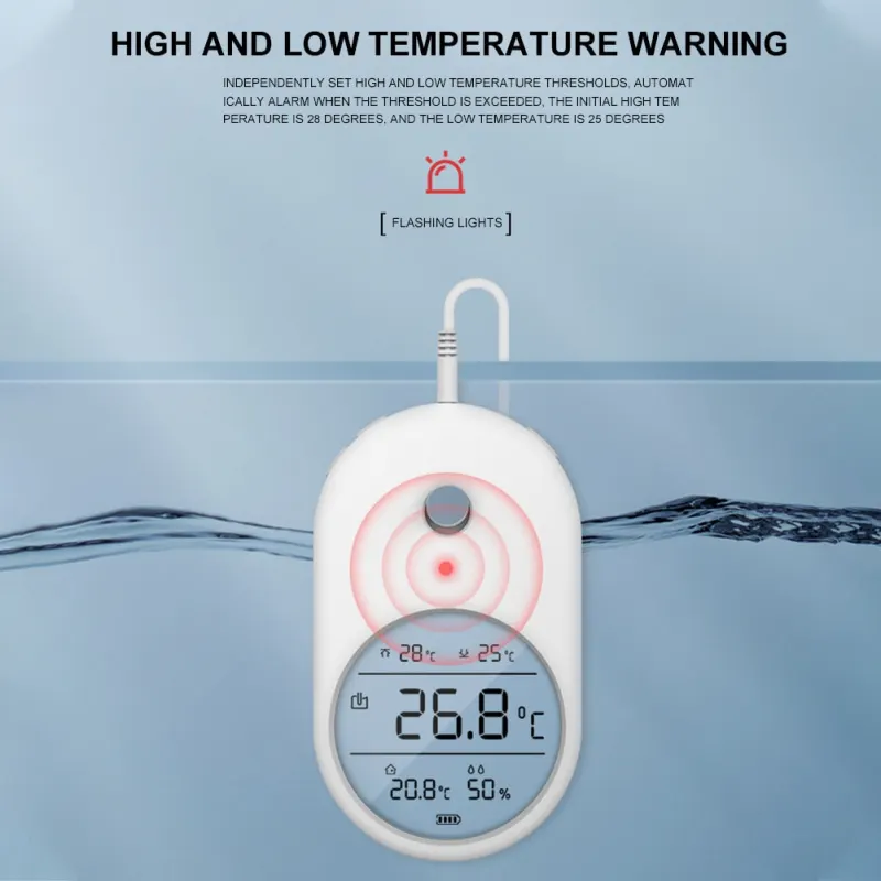 3-in-1 Aquarium Thermometer Hygrometer with Probe & Alarm LCD Display