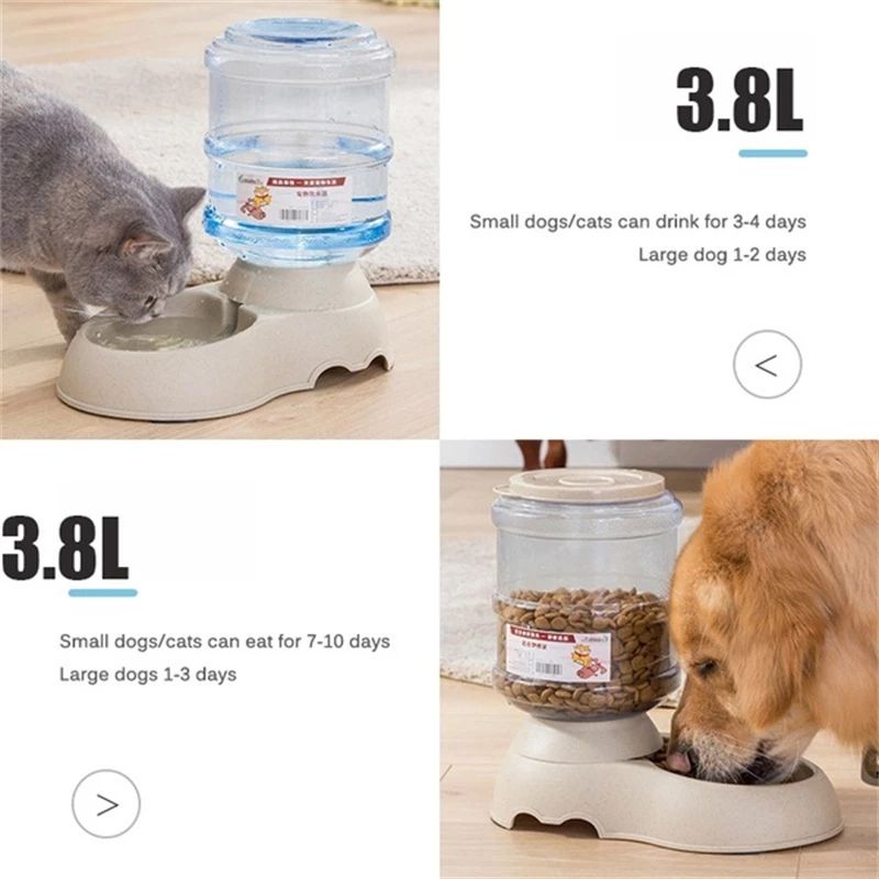 Large Capacity 3.8L Automatic Pet Feeder & Water Dispenser Bowl