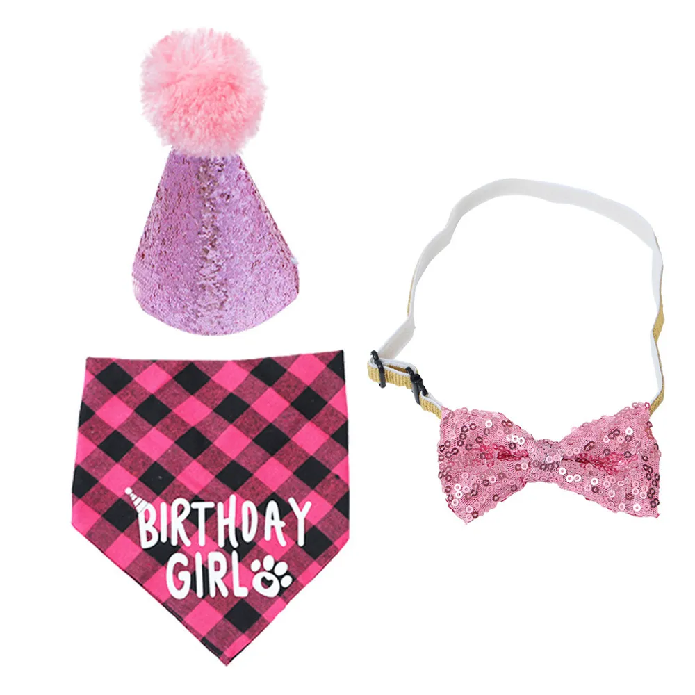 Pet Birthday Party Set – Cute Hat & Triangle Bandana Celebration Outfit