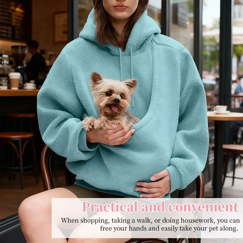 Pet Carrier Hoodie – Hands-Free Dog & Cat Sweatshirt with Convertible Kangaroo Pocket