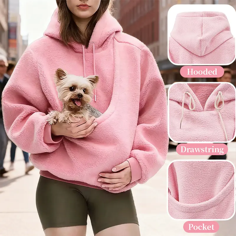 Pet Carrier Hoodie – Hands-Free Dog & Cat Sweatshirt with Convertible Kangaroo Pocket