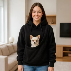 Pet Carrier Hoodie – Hands-Free Dog & Cat Sweatshirt with Convertible Kangaroo Pocket