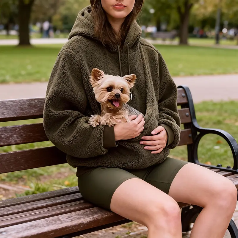 Pet Carrier Hoodie – Hands-Free Dog & Cat Sweatshirt with Convertible Kangaroo Pocket