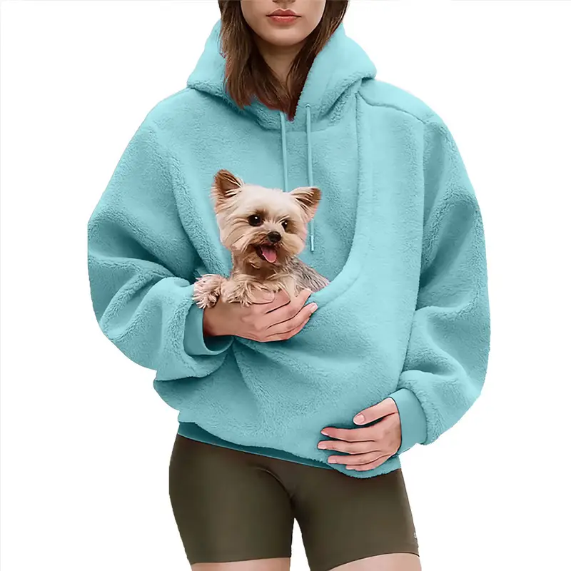 Pet Carrier Hoodie – Hands-Free Dog & Cat Sweatshirt with Convertible Kangaroo Pocket
