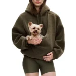 Pet Carrier Hoodie – Hands-Free Dog & Cat Sweatshirt with Convertible Kangaroo Pocket
