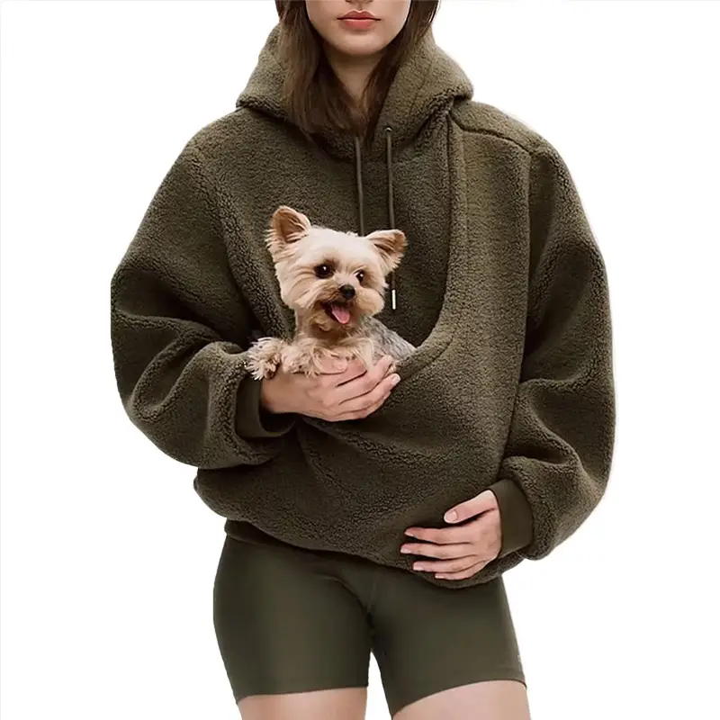 Pet Carrier Hoodie – Hands-Free Dog & Cat Sweatshirt with Convertible Kangaroo Pocket