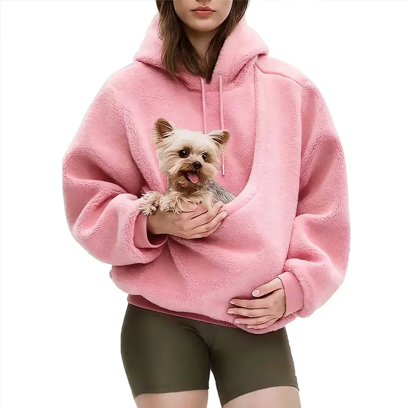 Pet Carrier Hoodie – Hands-Free Dog & Cat Sweatshirt with Convertible Kangaroo Pocket